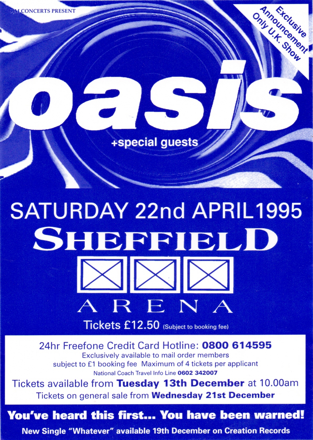 Oasis, Flyer - 22nd April 1995 - Manchester Digital Music Archive